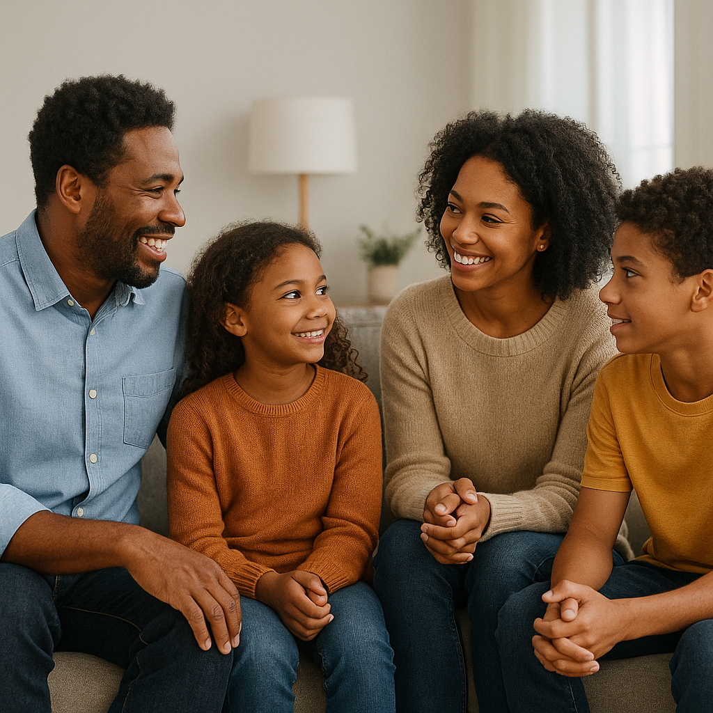 Family receiving mental health support